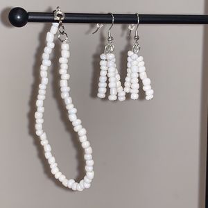 Classy White Beaded Jewelry Set
